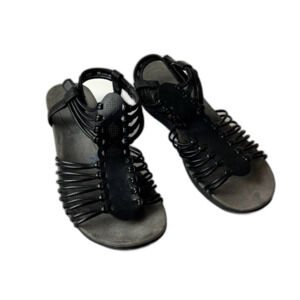 Baretraps Womens Trudy Sandals Size 10M Black Strappy Wedge Heel Open-toe